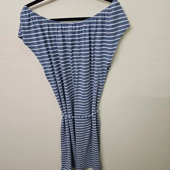 Heather Blue & White Striped Summer Midi Dress Off Shoulder Size 14 | Lascana - Picture 7 of 7